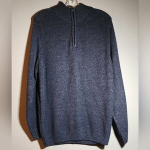Large Haggar Navy Blue Quarter Zip Sweater